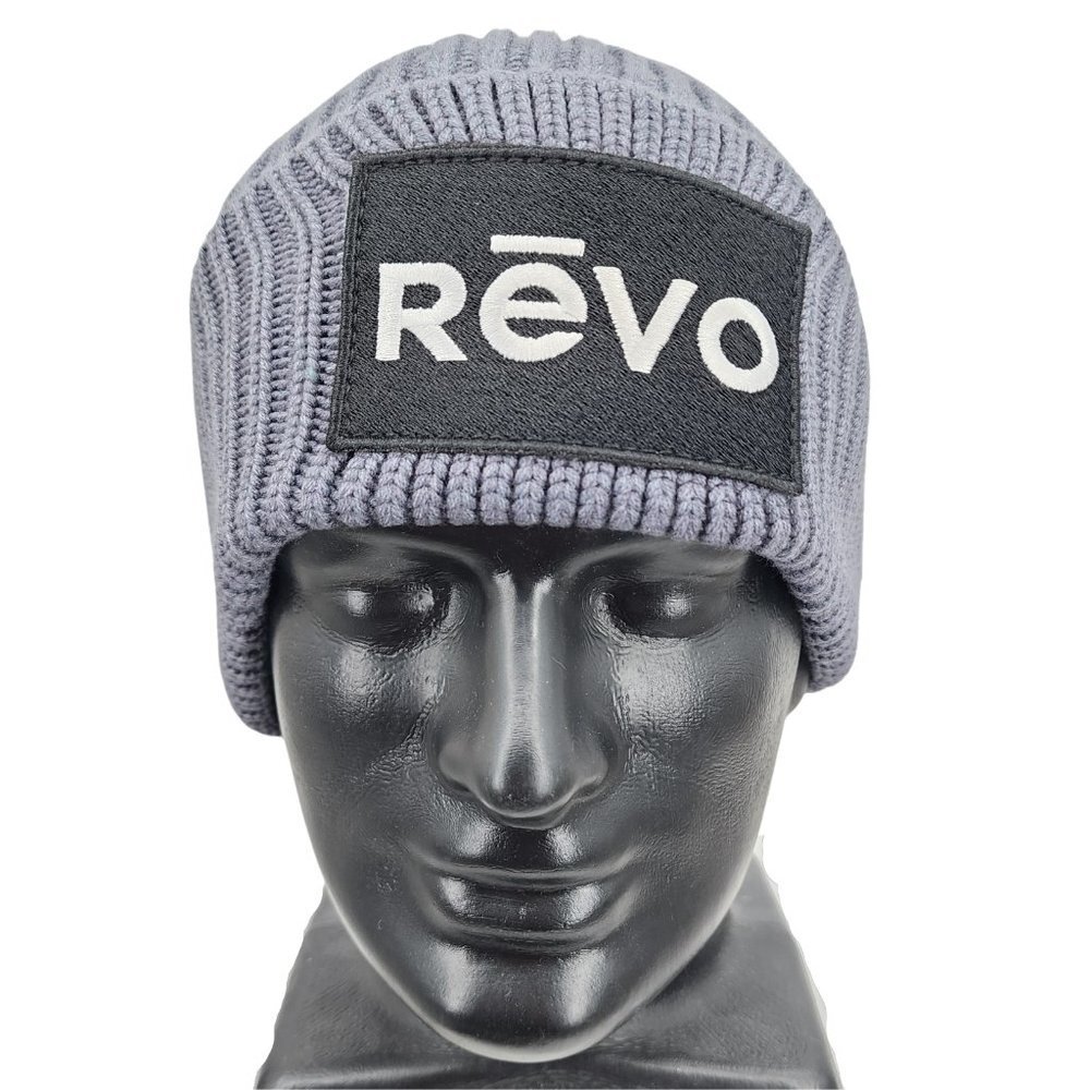 REVO Gray Heavy Ribbed Knit Cuff Beanie For Winter Snowboard Ski NWT‎